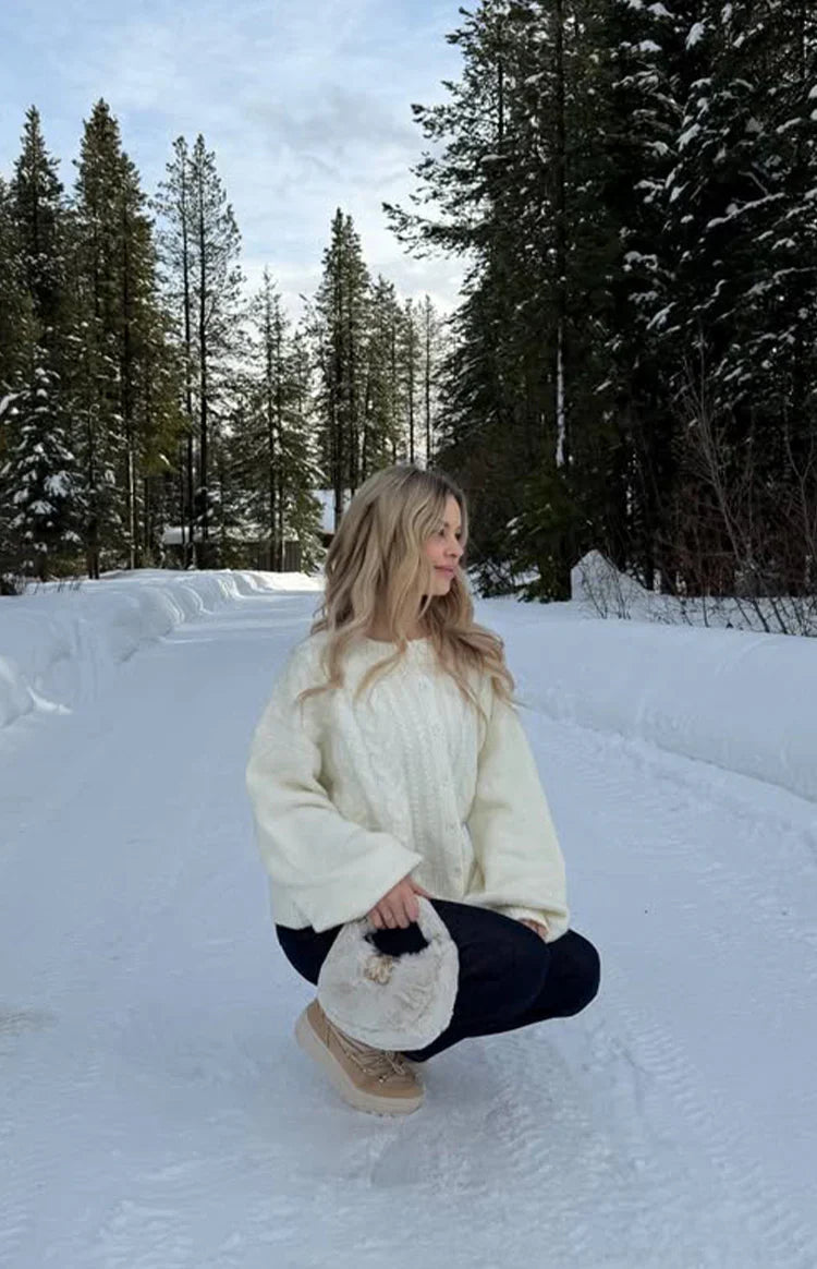 Percy Cream Cable Knit Cardigan — 1