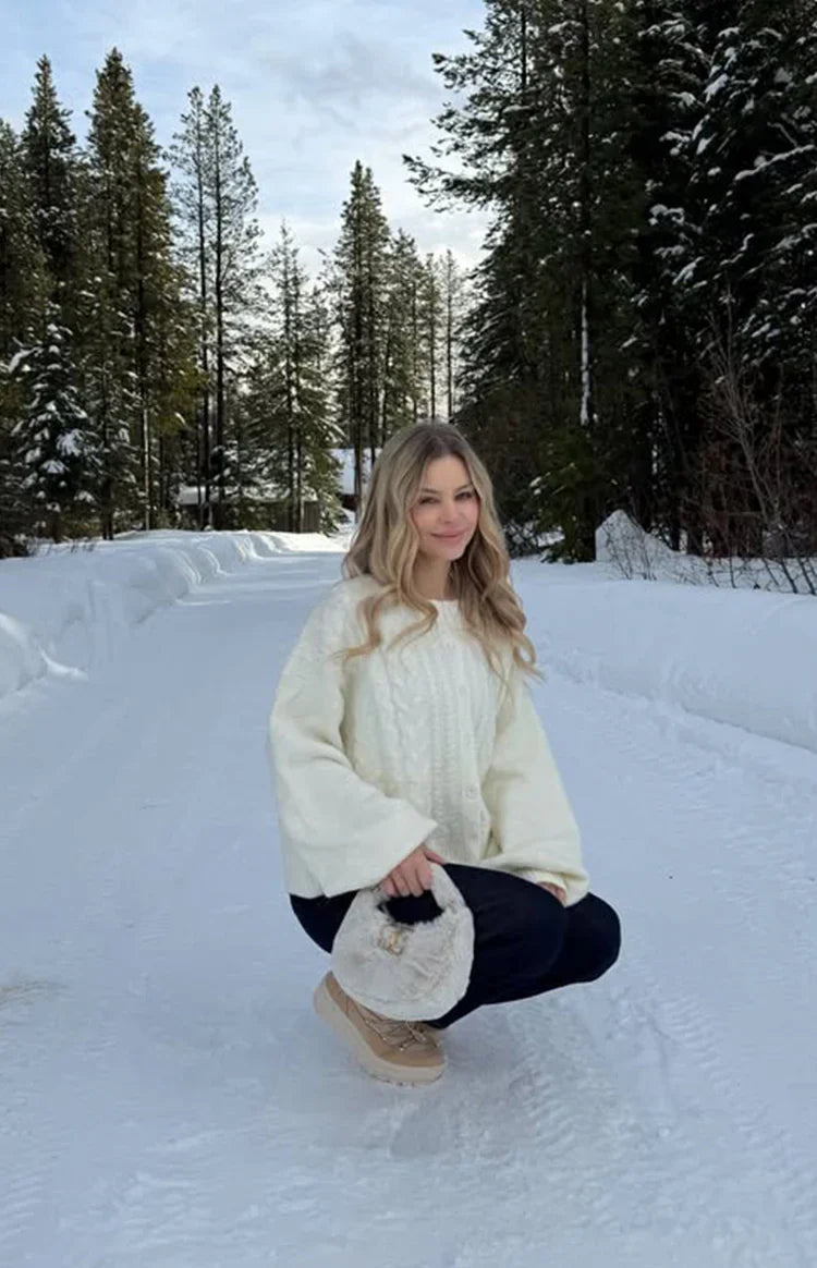 Percy Cream Cable Knit Cardigan — 3