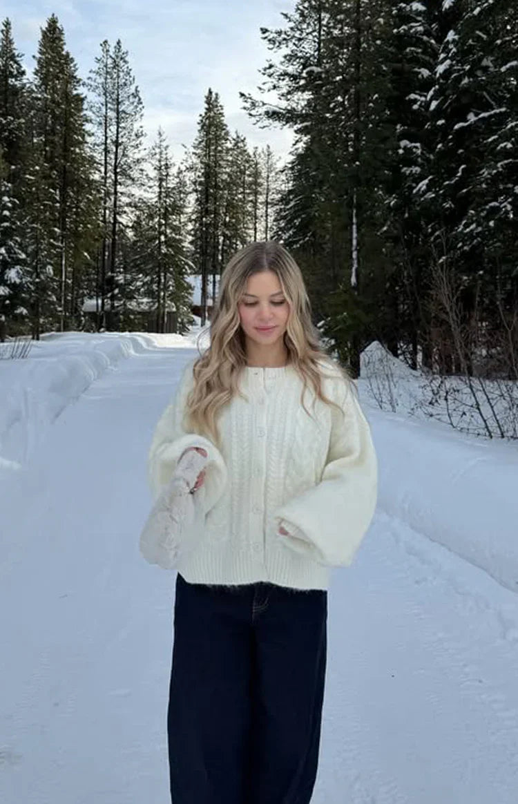 Percy Cream Cable Knit Cardigan — 4
