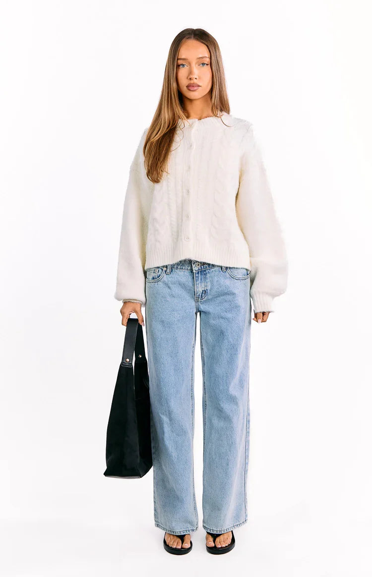 Percy Cream Cable Knit Cardigan — 5