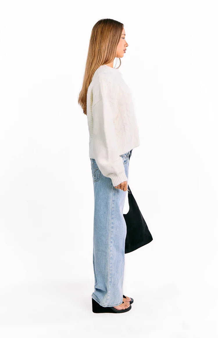 Percy Cream Cable Knit Cardigan — 6