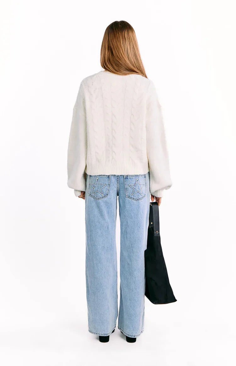 Percy Cream Cable Knit Cardigan — 7