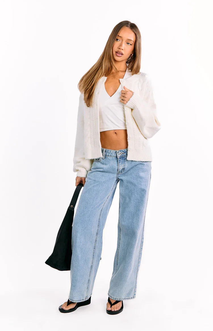 Percy Cream Cable Knit Cardigan — 9