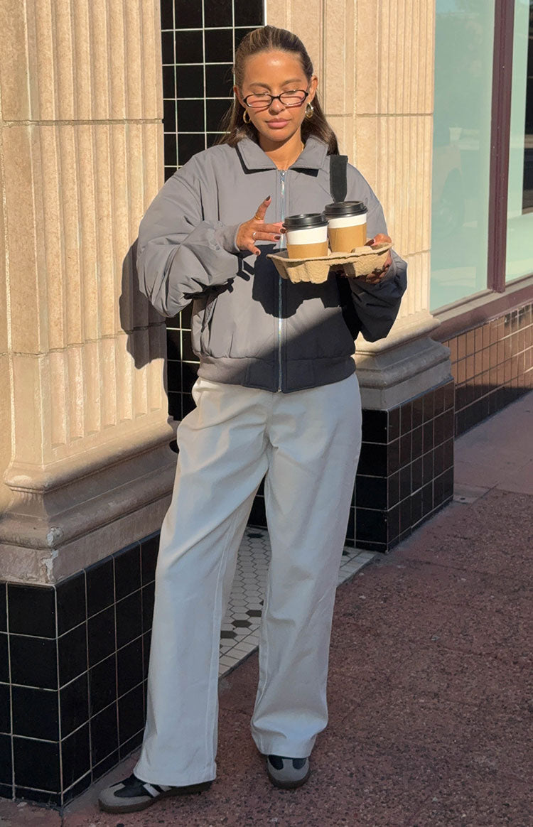 Benson Grey Puff Bomber Jacket — 4