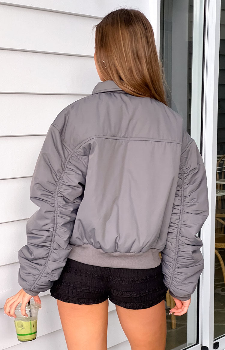 Benson Grey Puff Bomber Jacket — 12