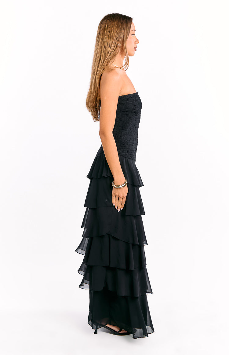 Riles Black Strapless Ruffle Maxi Dress — 4