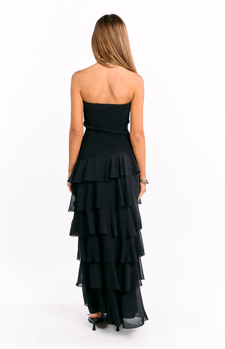 Riles Black Strapless Ruffle Maxi Dress — 5