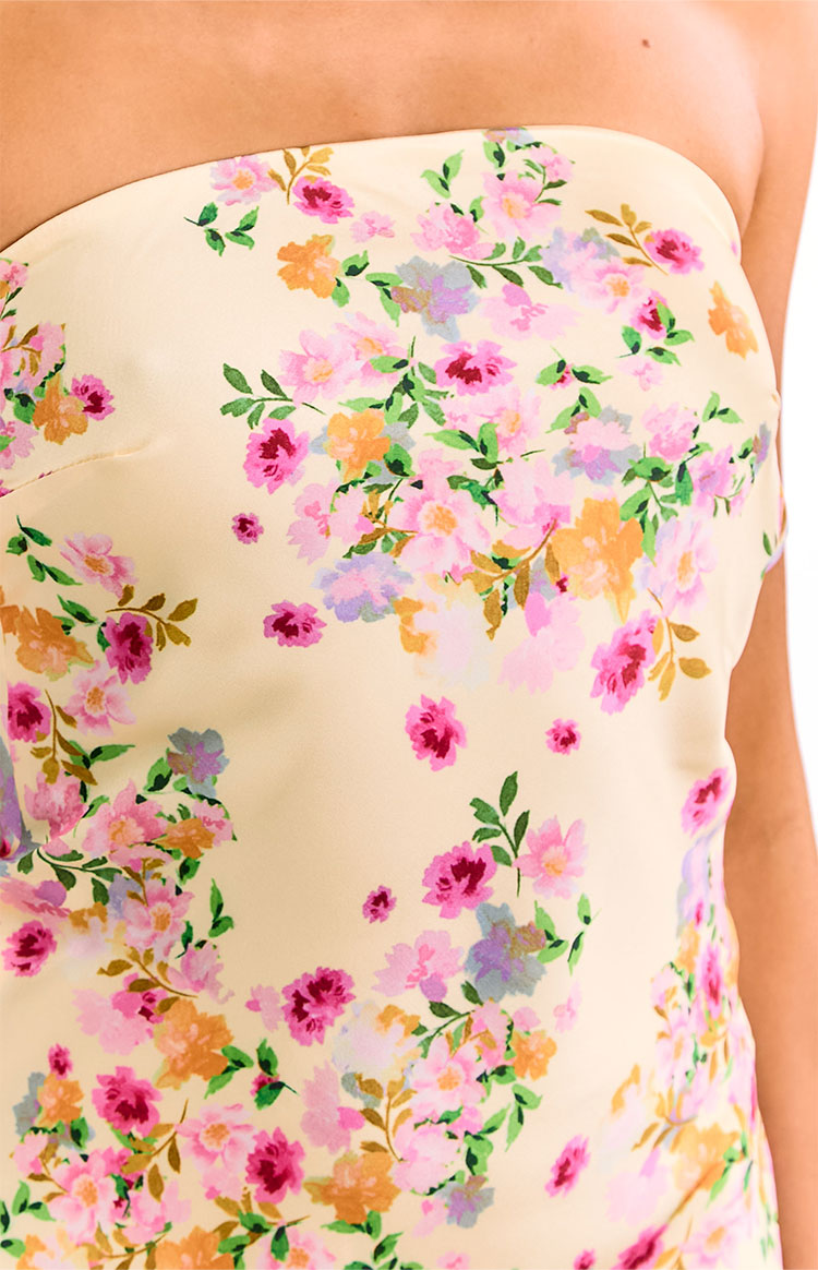 Ellie Yellow Bloom Strapless Mini Dress — 6
