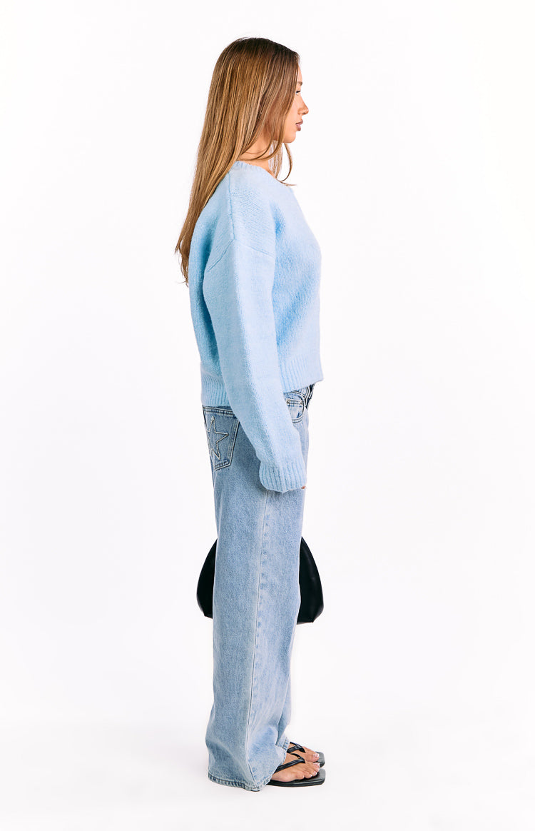 Stacey Light Blue Zip Knit Cardigan — 11
