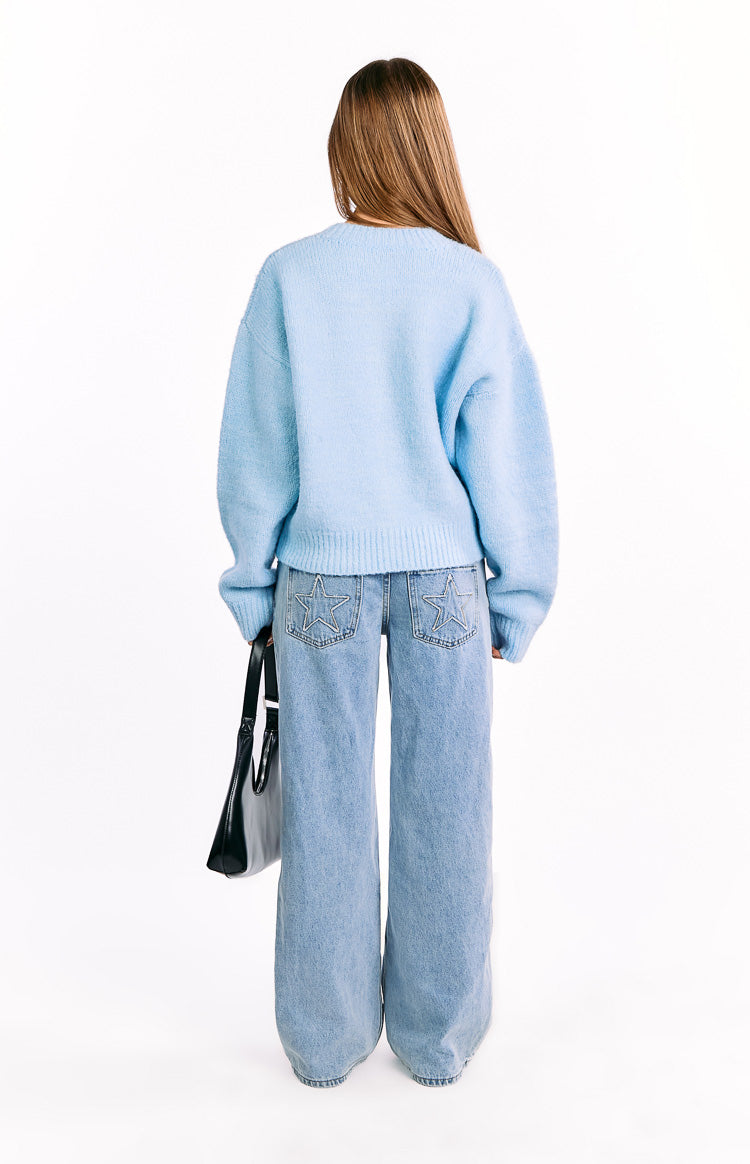 Stacey Light Blue Zip Knit Cardigan — 12