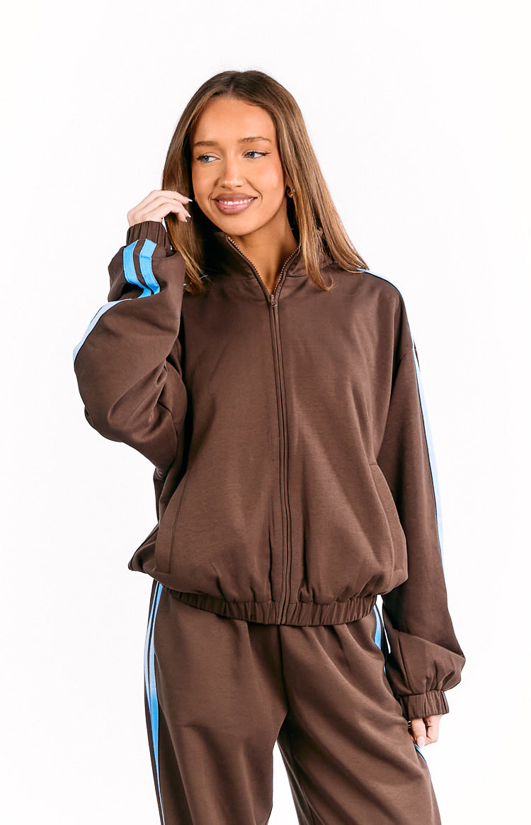 Kosie Chocolate And Blue Stripe Jacket — 1