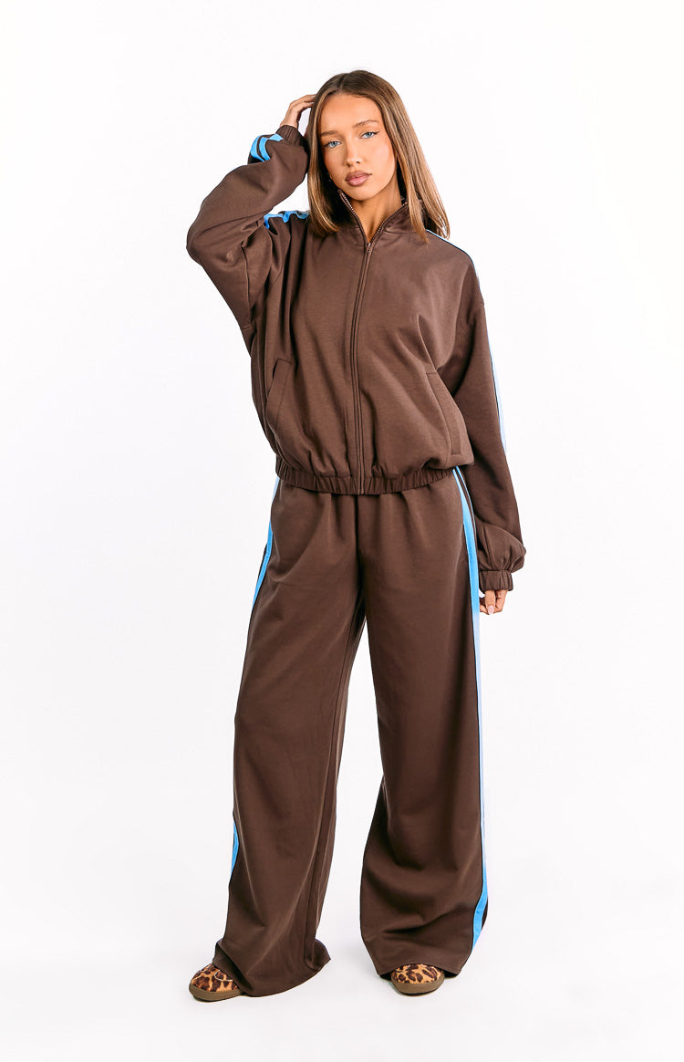 Kosie Chocolate And Blue Stripe Track Pants — 2