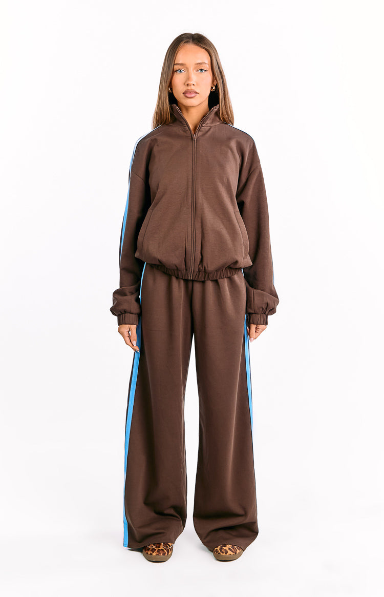 Kosie Chocolate And Blue Stripe Track Pants — 4