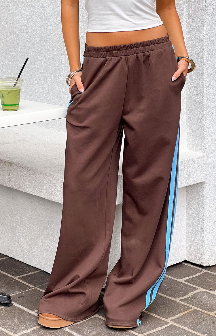 Kosie Chocolate And Blue Stripe Track Pants — 8