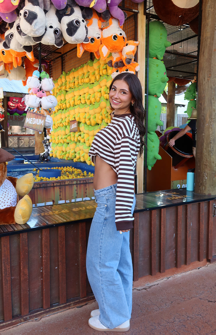 So Breezy Chocolate Stripe Long Sleeve Top — 2