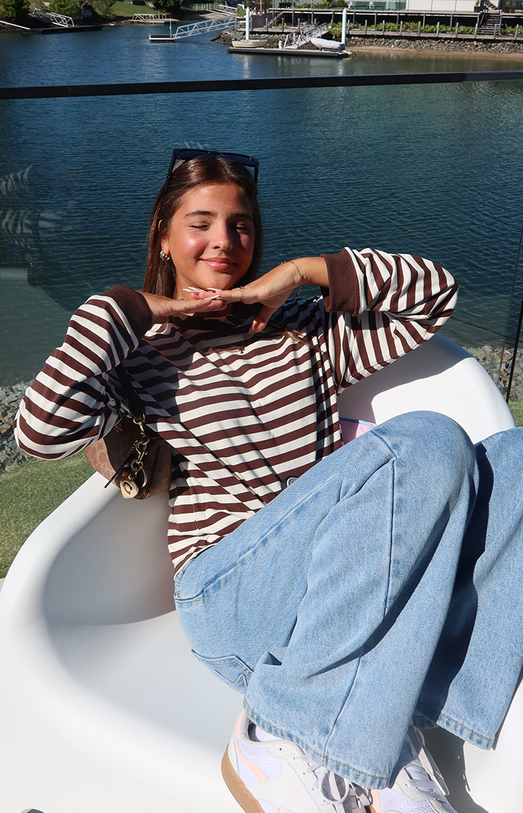 So Breezy Chocolate Stripe Long Sleeve Top — 5