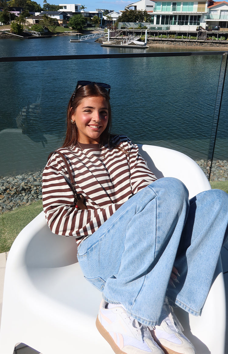 So Breezy Chocolate Stripe Long Sleeve Top — 6