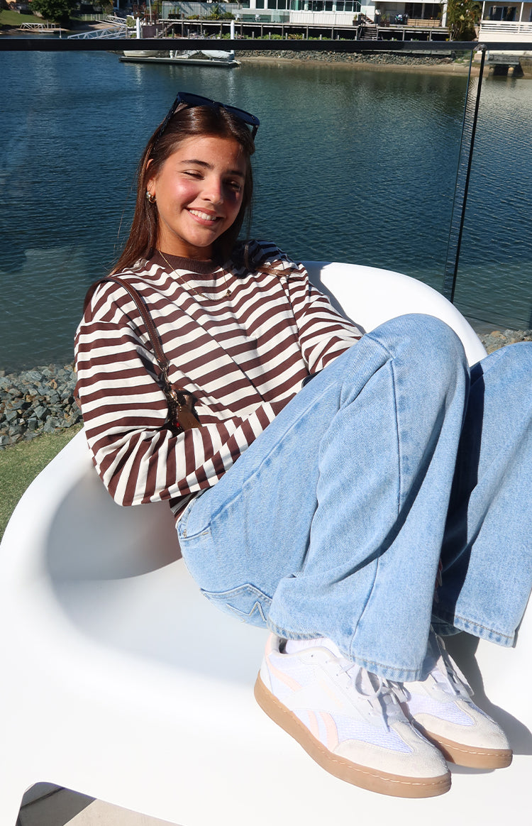 So Breezy Chocolate Stripe Long Sleeve Top — 7