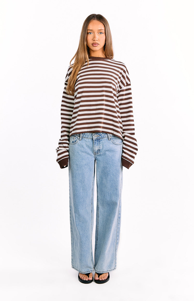 So Breezy Chocolate Stripe Long Sleeve Top — 10