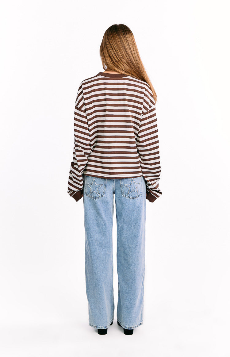 So Breezy Chocolate Stripe Long Sleeve Top — 12