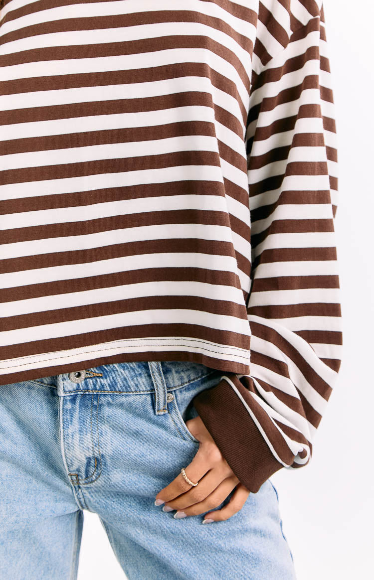 So Breezy Chocolate Stripe Long Sleeve Top — 13