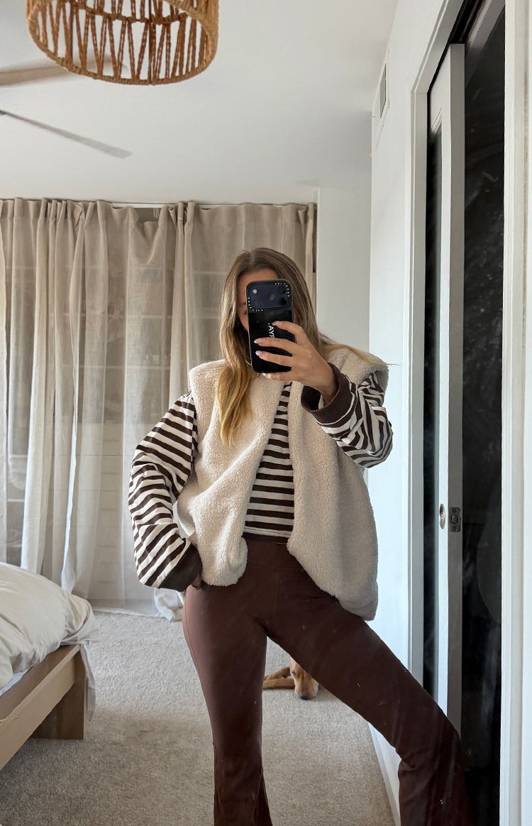 So Breezy Chocolate Stripe Long Sleeve Top — 17