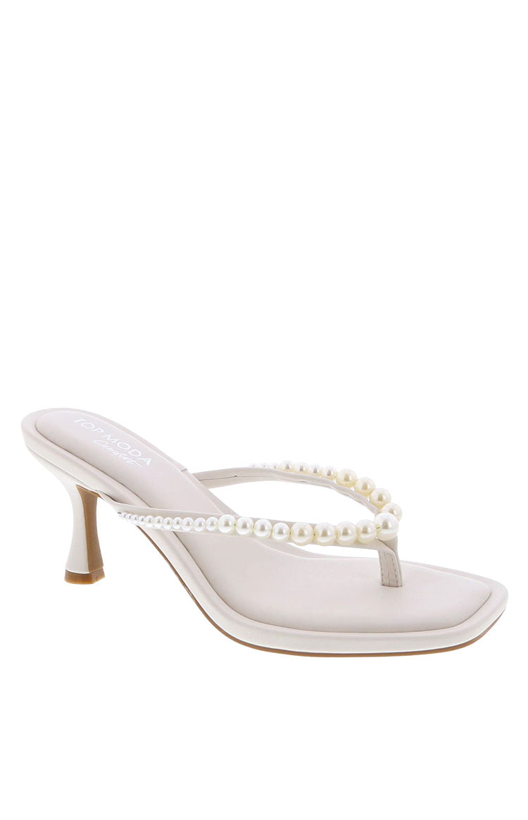 Selena Ivory Pearl Detail Thong Heels — 4