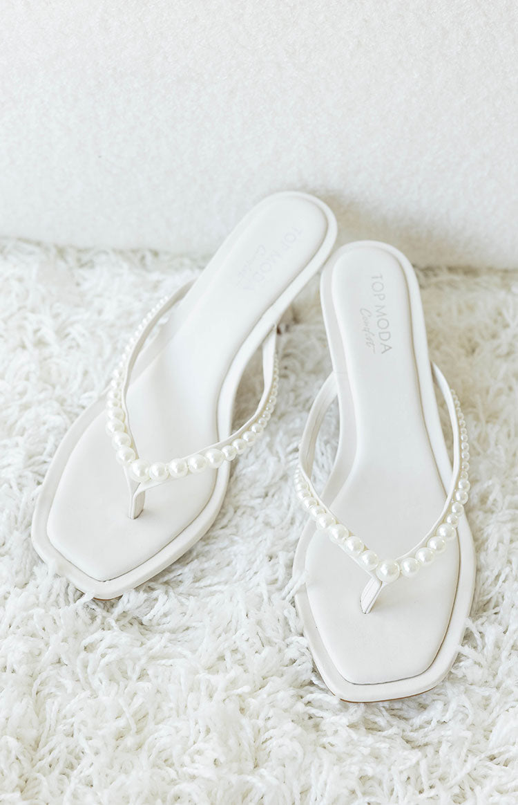 Selena Ivory Pearl Detail Thong Heels — 3