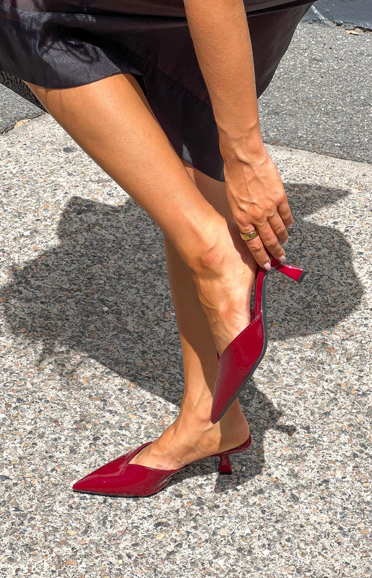 Morley Cherry Red Patent Mule Heels — 1