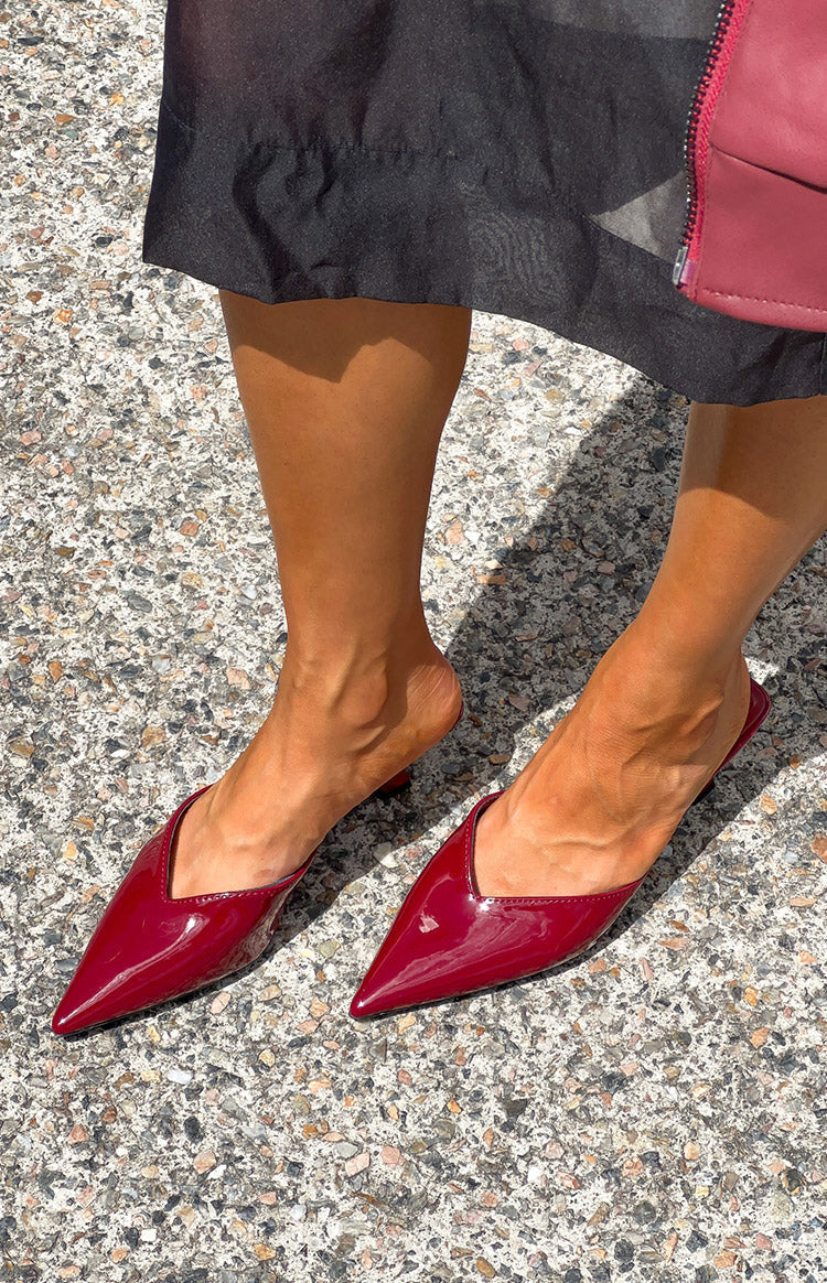 Morley Cherry Red Patent Mule Heels — 1