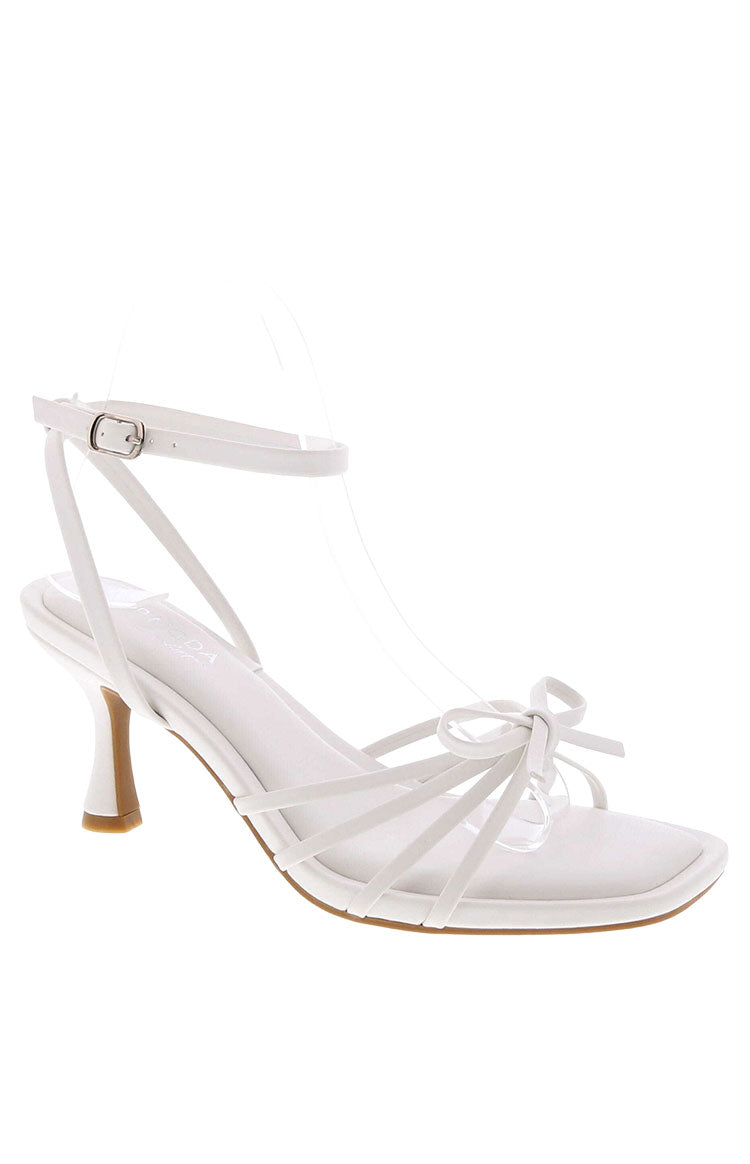 Vero White PU Bow Front Strappy Heels — 1