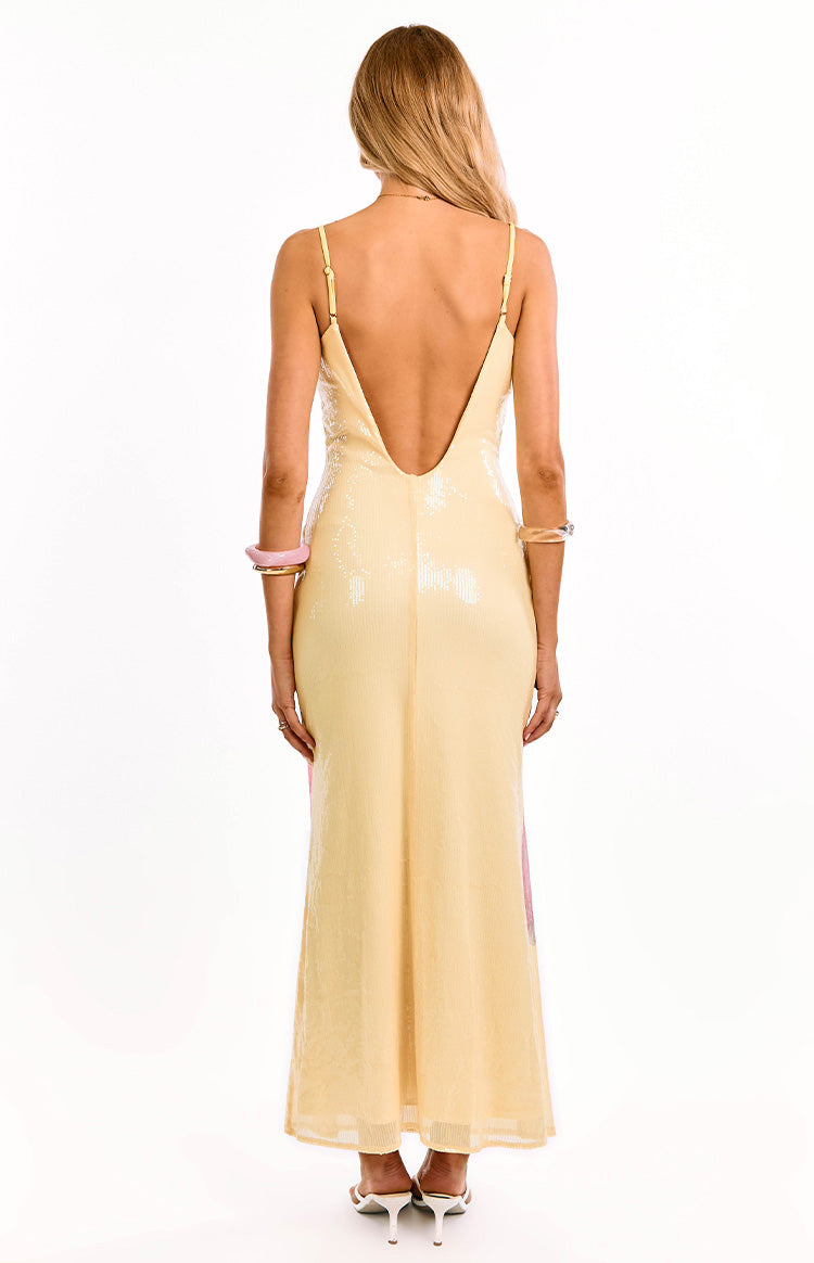 Marchelle Yellow Floral Sequin Maxi Dress — 9