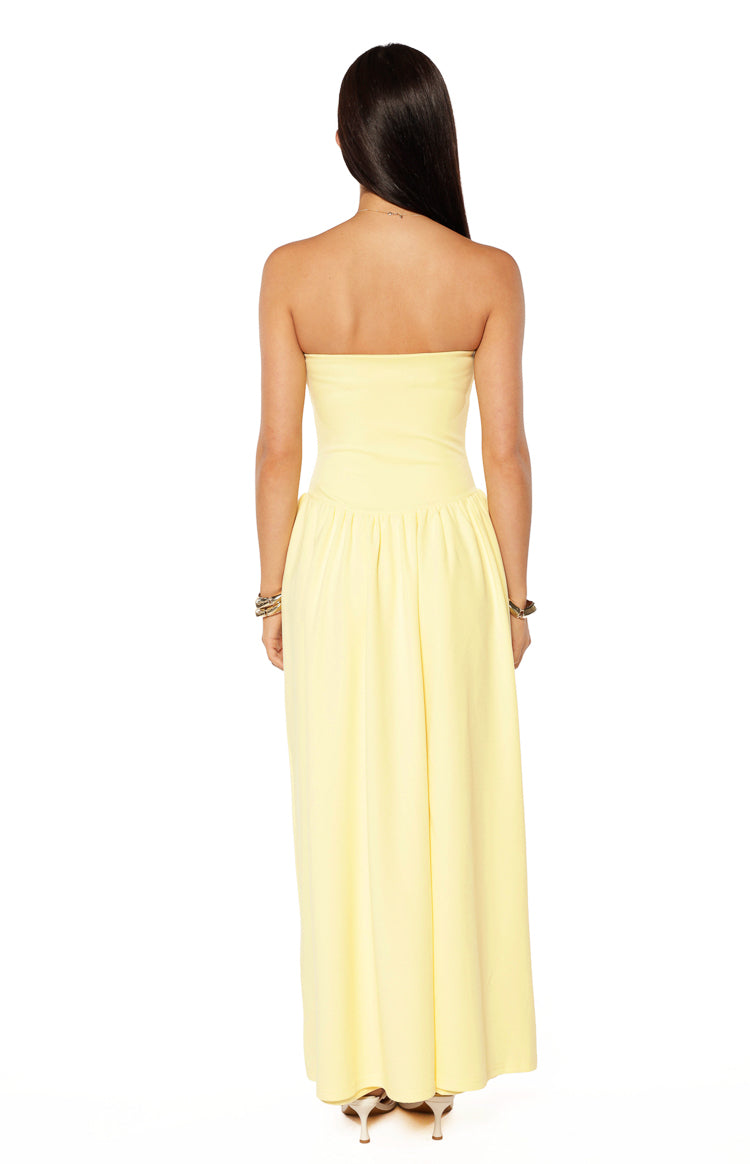Nate Yellow Strapless Formal Maxi Dress — 7