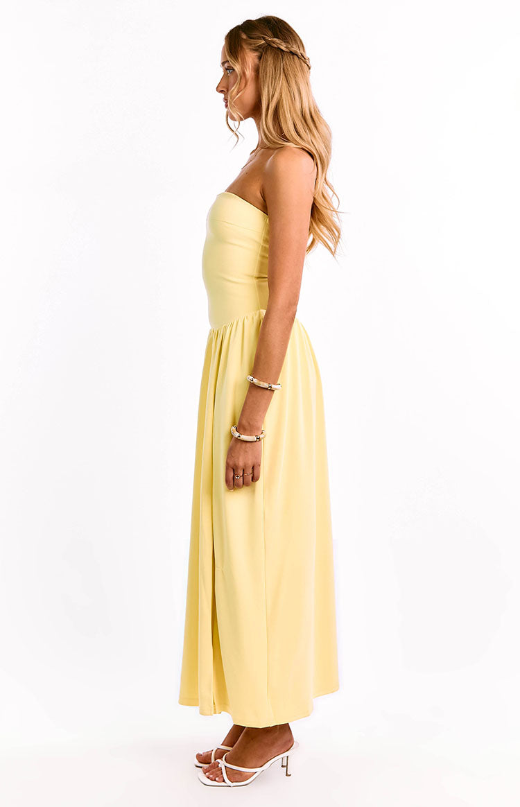 Nate Yellow Strapless Formal Maxi Dress — 11