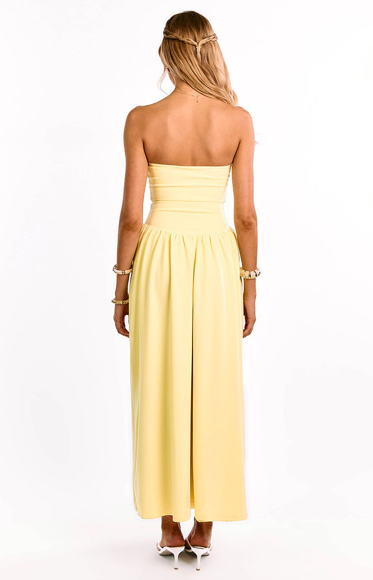 Nate Yellow Strapless Formal Maxi Dress — 12