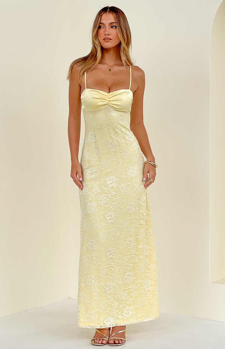 Ely Yellow Lace Maxi Formal Dress — 3