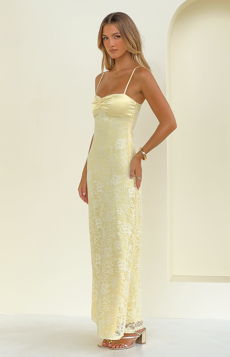 Ely Yellow Lace Maxi Formal Dress — 5