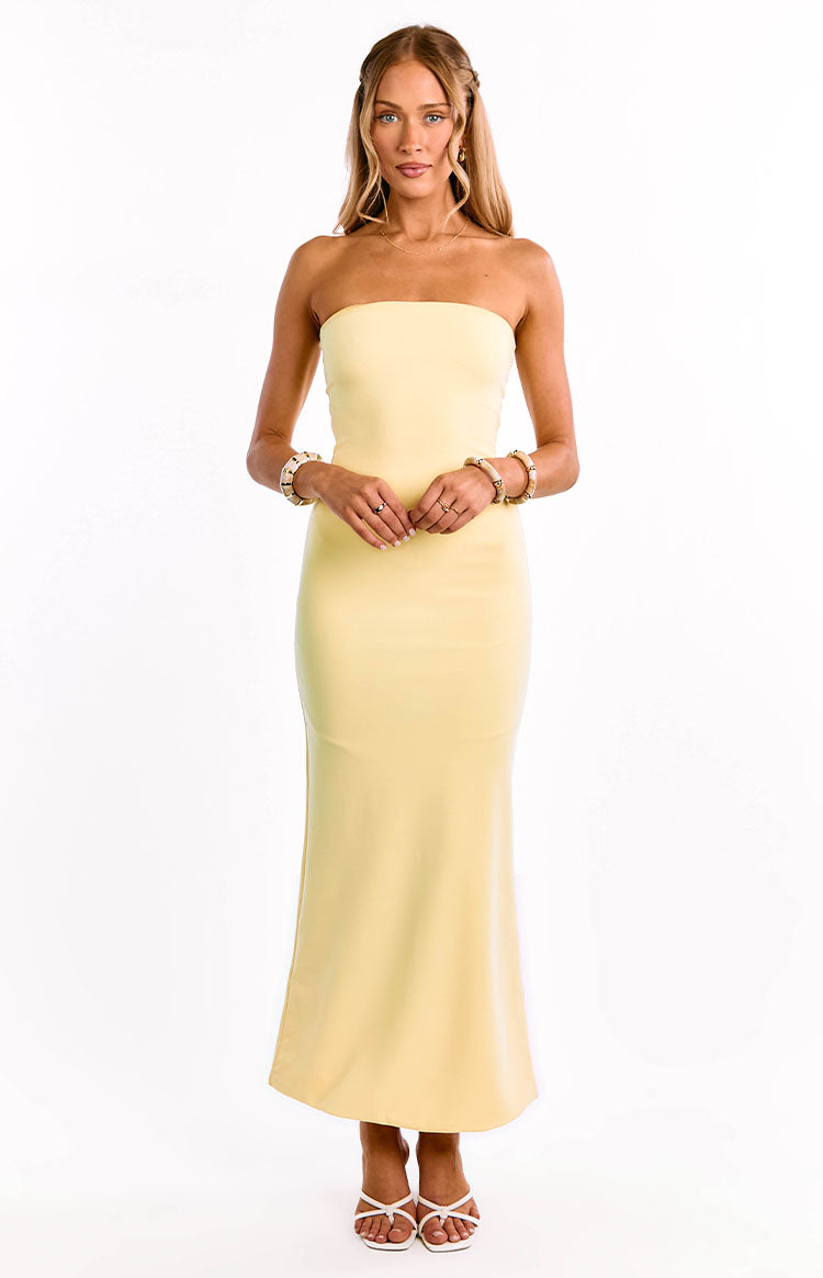 Arizona Yellow Crepe Maxi Dress — 1