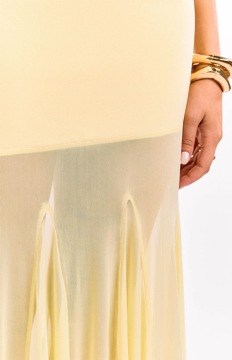 Adria Yellow Strapless Asymmetrical Formal Maxi Dress — 13