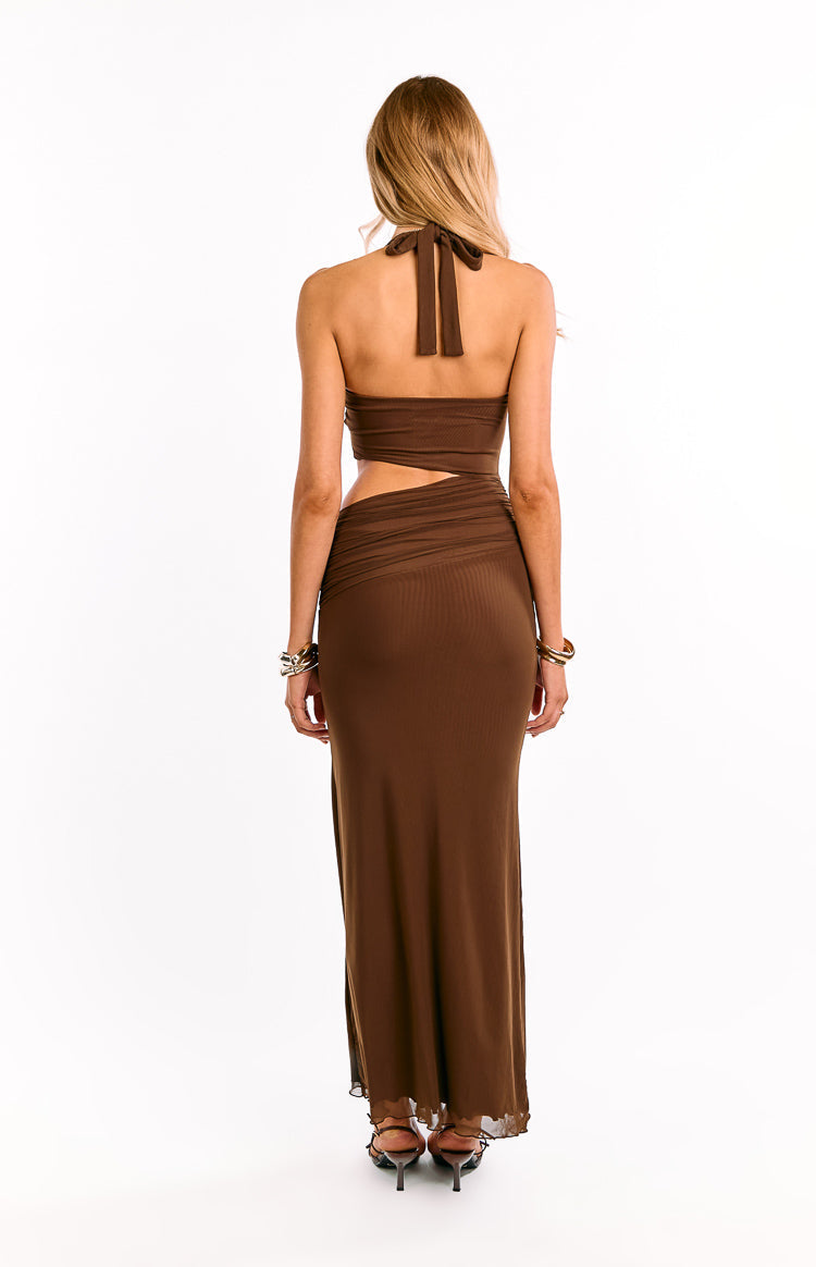 Alima Chocolate Brown Cut Out Maxi Dress — 4