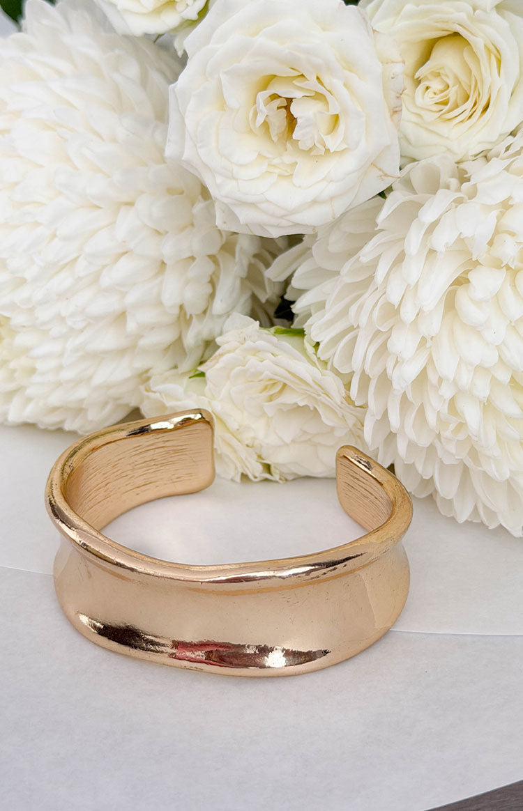 True Desire Gold Wavy Cuff Bangle - 4