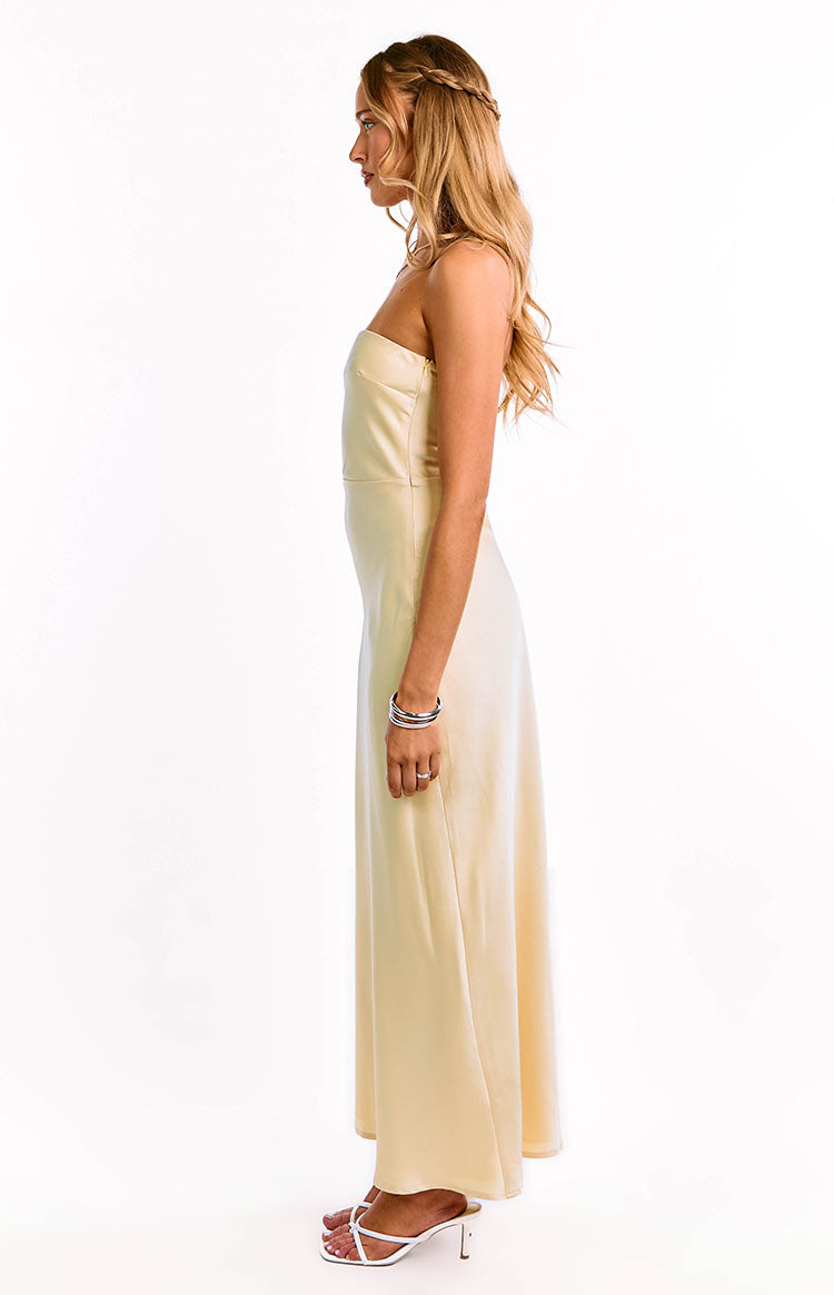 Maddix Yellow Strapless Formal Maxi Dress — 3