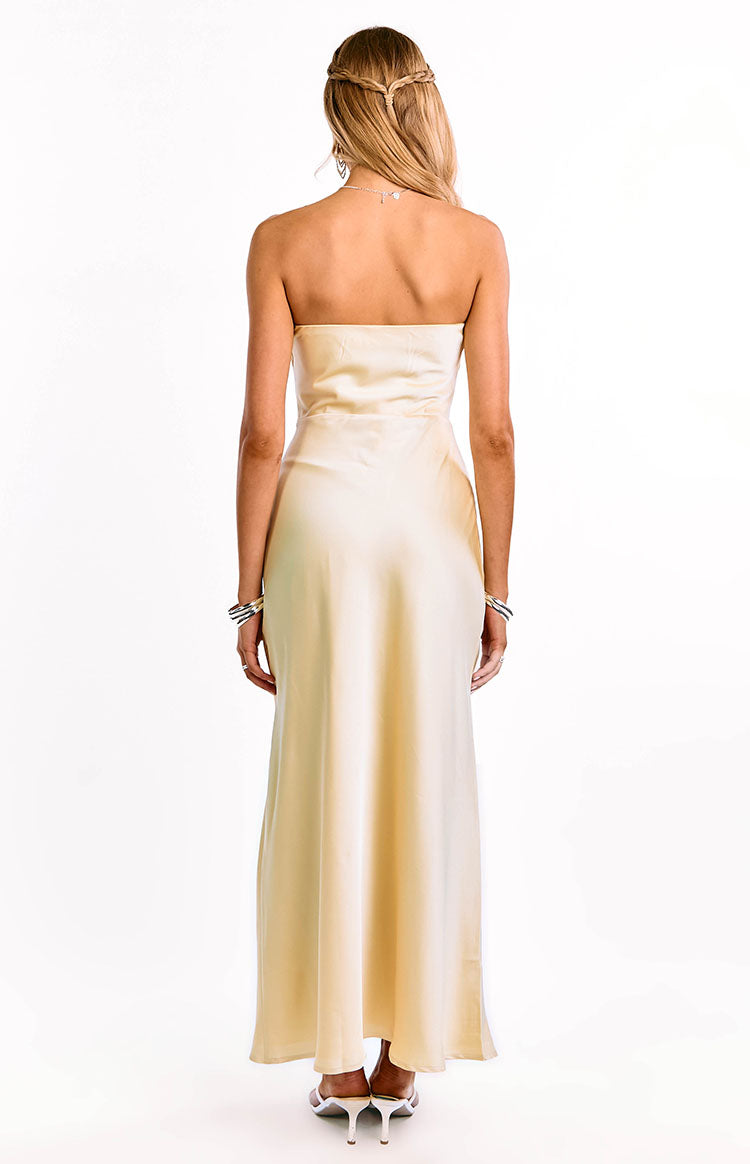 Maddix Yellow Strapless Formal Maxi Dress — 4