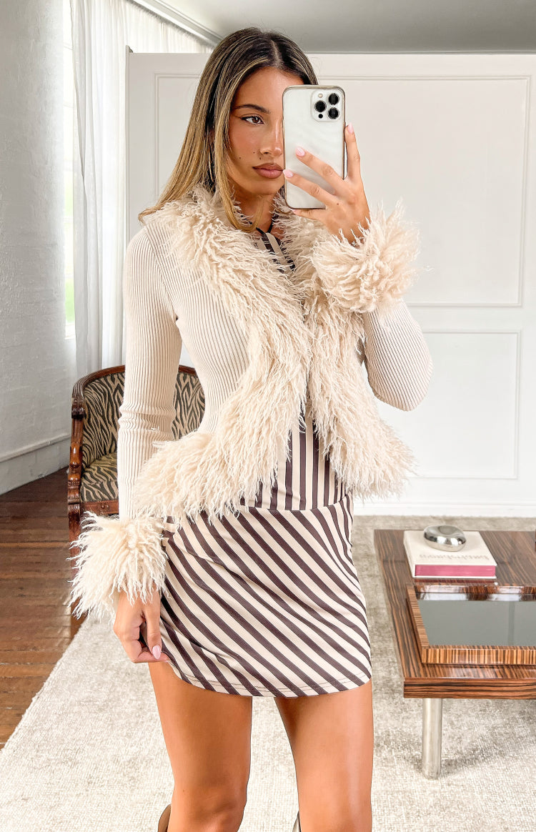 Jane Brown Stripe Halter Mini Dress — 3