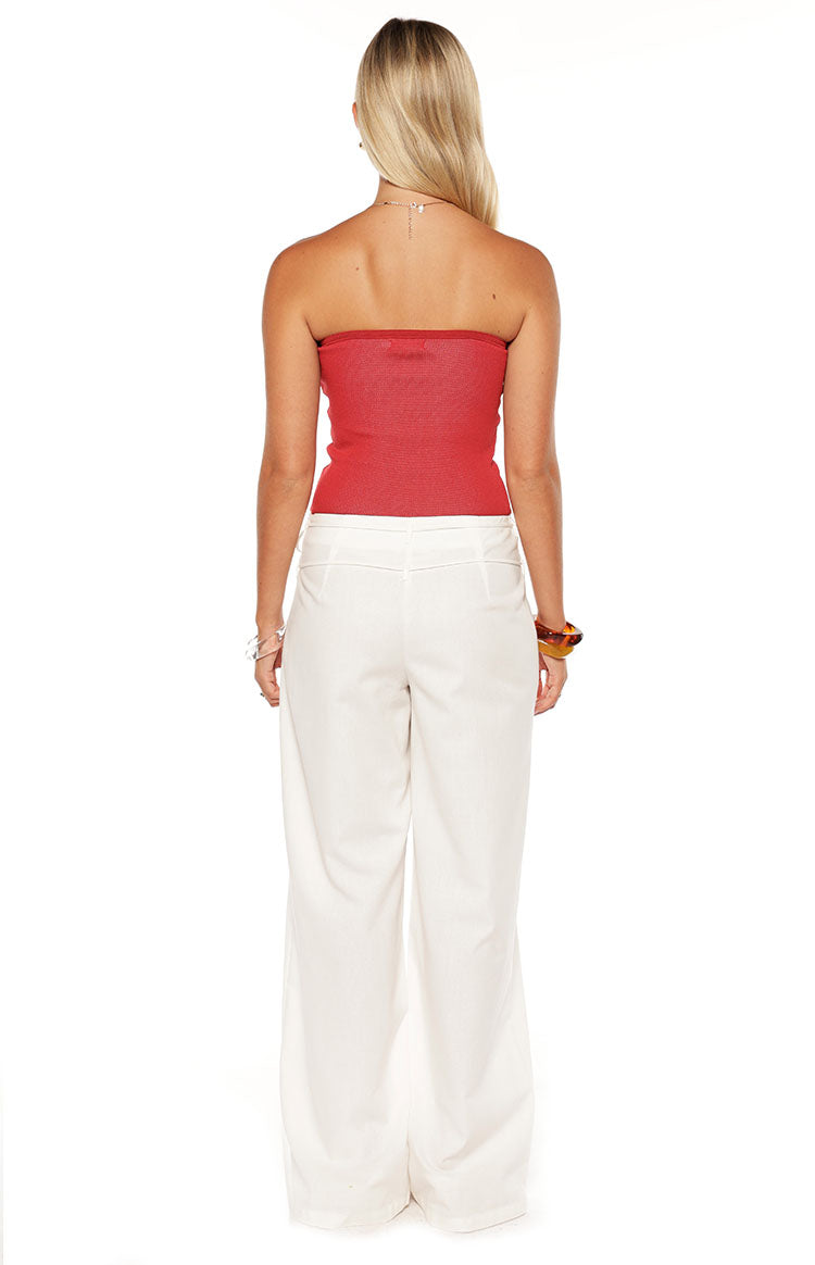 Jacq White Tie Waist Wide Leg Pants — 9