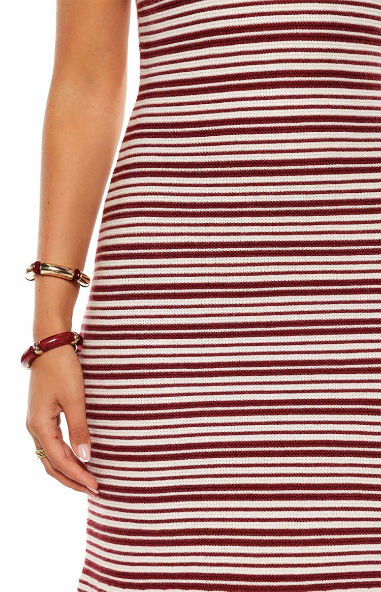 Rhiannon Burgundy Stripe Knit Maxi Dress — 8