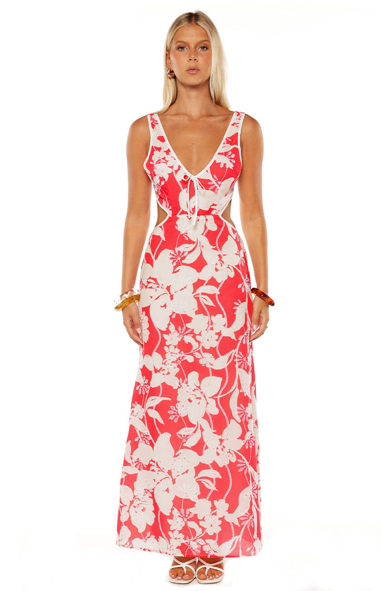 Perez Red Floral Cut Out Maxi Dress — 5