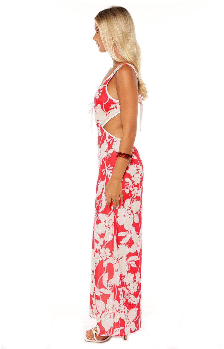 Perez Red Floral Cut Out Maxi Dress — 6