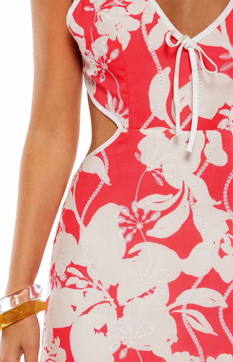 Perez Red Floral Cut Out Maxi Dress — 8