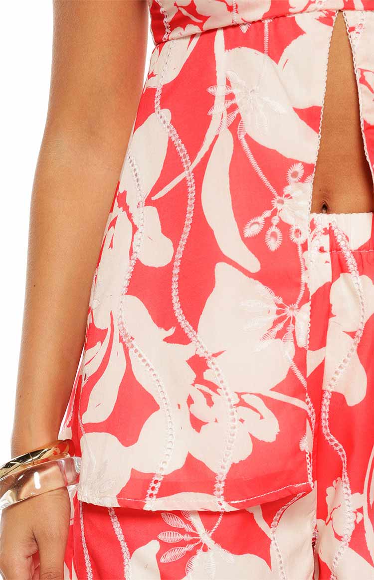 Ailany Red Floral Strapless Longline Top — 9
